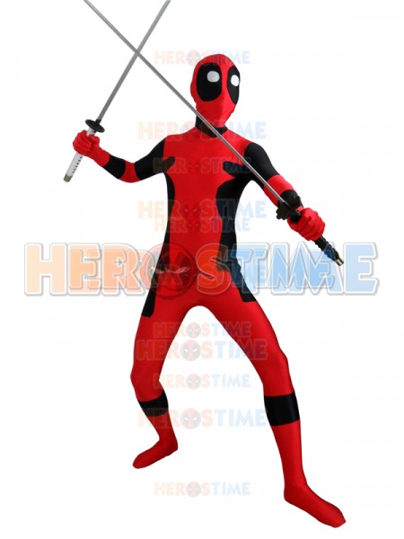 Traje Negro Y Rojo De Spandex De Deadpool 